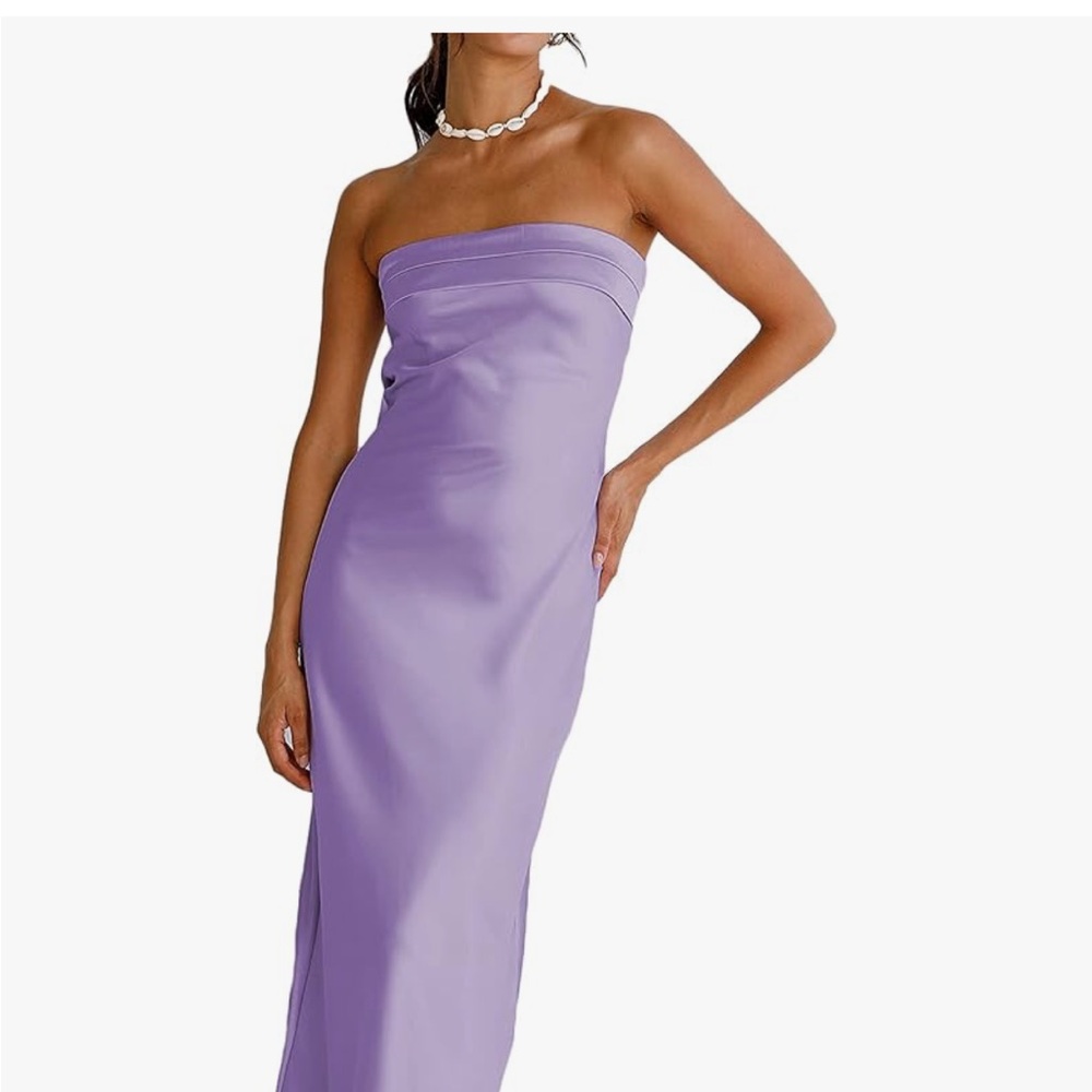 Strapless Lavender Satin Dress Size S